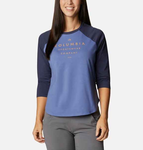 Columbia Sun Trek T-Shirt Blue For Women's NZ15274 New Zealand